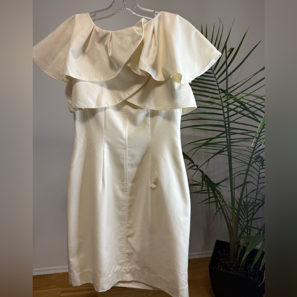 Ted Baker Cream Shoulder Ruffle Dress - Picture 3 of 3